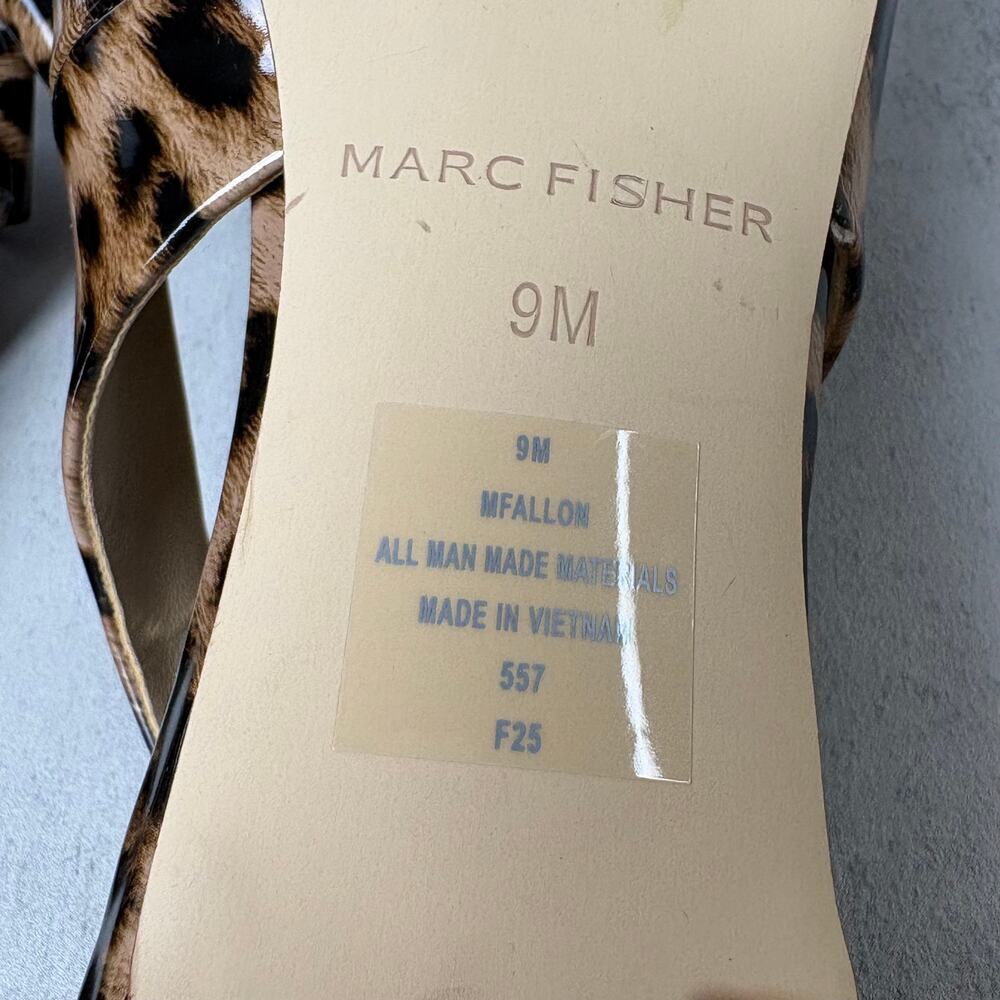Marc Fisher Women's 9M Allon Slingback Pumps Leopard Print Patent Pointed Toe - Picture 13 of 14